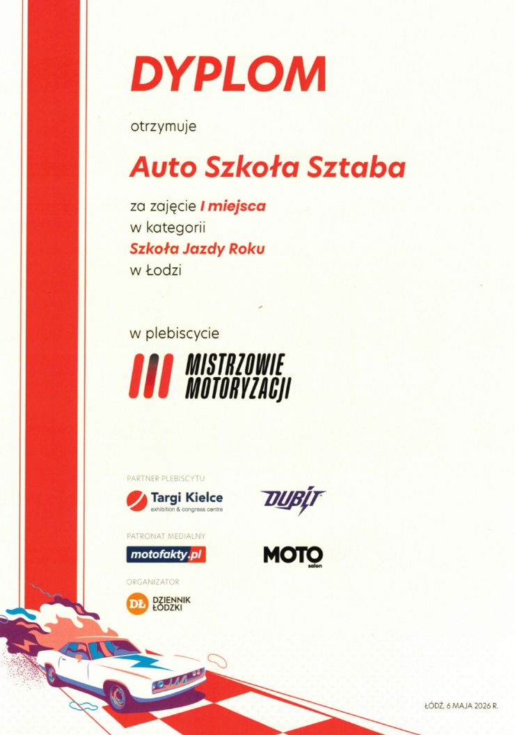 Auto Szkoła Łódż - dyplom